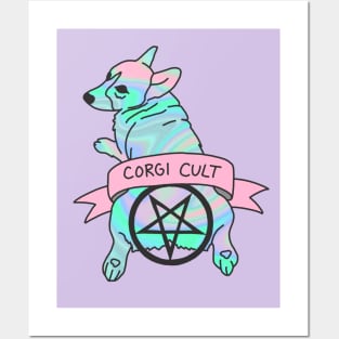 Corgi Cult Witchy 90s Hologram dog print Posters and Art